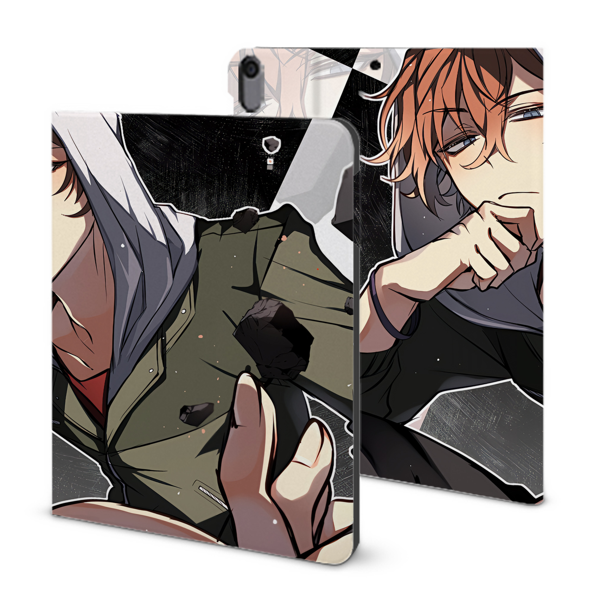 （画像用） 文豪ストレイドッグス Bungo Stray Dogs IPad ケース ブック型 PUレザー TPU 耐衝撃 軽量 薄型 ペン収納なし 全面保護 IPad 各モデル対応